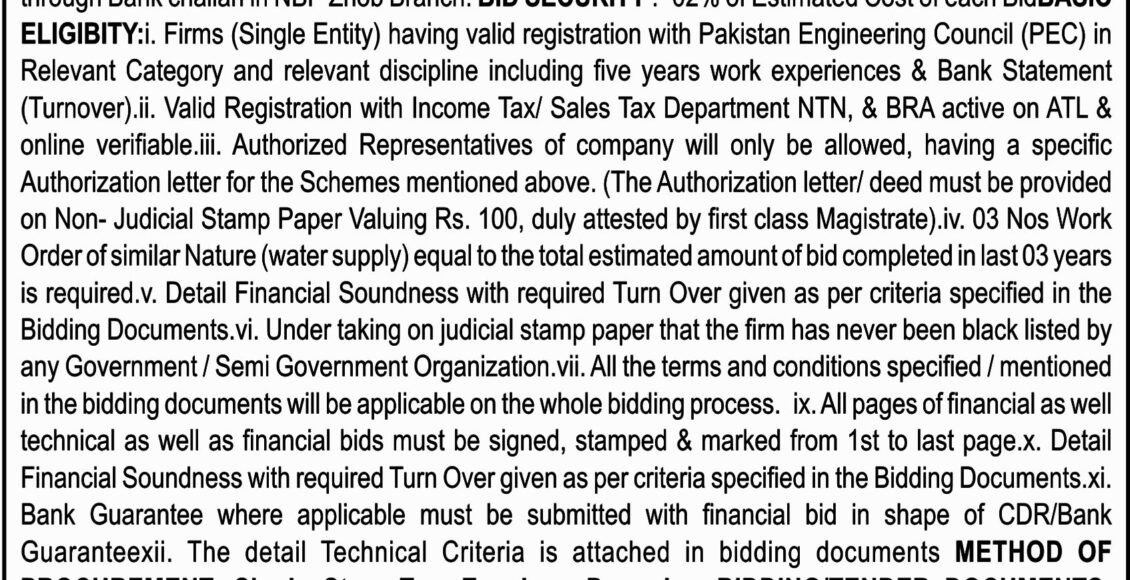 NOTICE INVITING TENDER