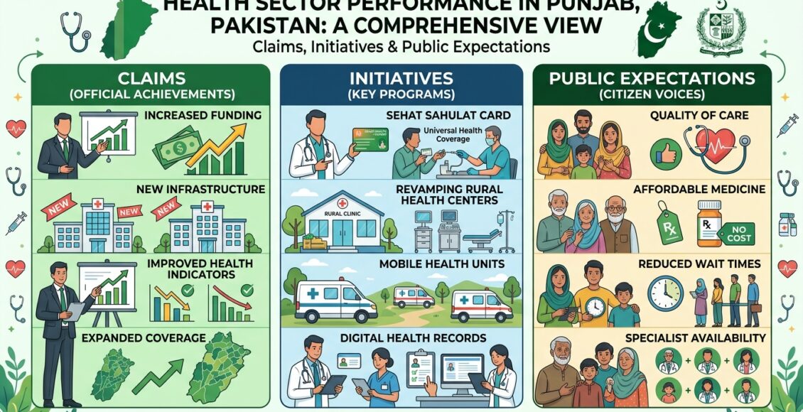 پاکستان صوبے پنجاب میں صحت کے شعبے کی کارکردگی. دعوے، اقدامات اور عوامی توقعات